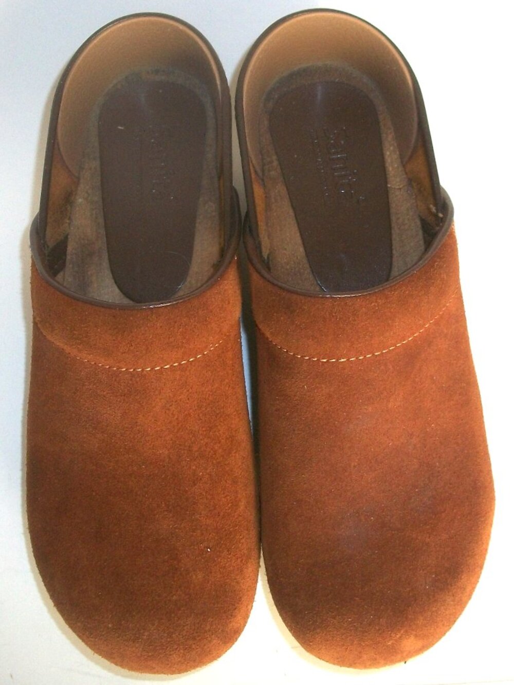 Rustic Sanita Vintage Wood, Suede & Hard Leather Rubber Sole Clogs